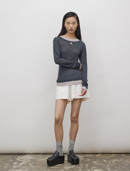 Double-layer Sheer Long Sleeve Top