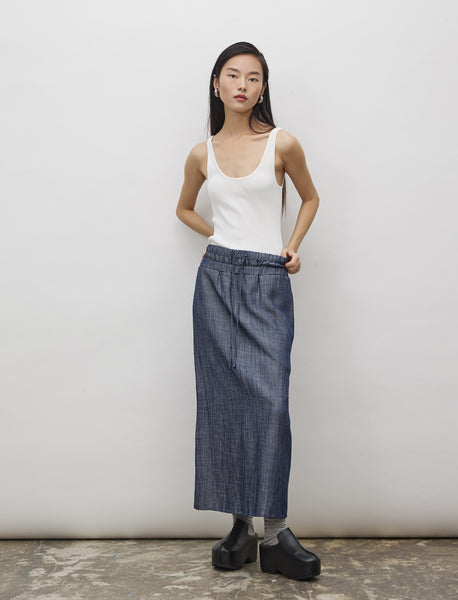 Linen Contrast Waistband Low-rise Skirt